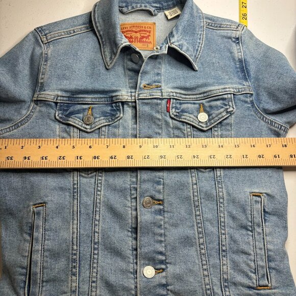 Vintage Y2K Levi’s Trucker Jacket Red Tab Light Wash Denim Made In USA Sz Small - Picture 8 of 12